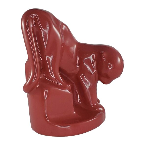 Frankoma Puma Rocks Bookend Ocelot Mountain Lion Cougar Red HTF RARE #119 - Picture 1 of 10